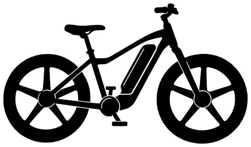 E-bike fat tire electric vinyl decal, white bicycle silhouette with thick wheels