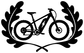 Electric bike trail vinyl decal design, black bike silhouette with white flame and leaf shapes
