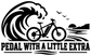 Black vinyl e-bike pedal decal with motorcycle graphic and 'PEDAL WITH A LITTLE EXTRA'