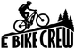 Black E BIKE CREW vinyl decal with cyclist on bike and pine tree shapes