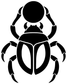 Black-and-white solar scarab vinyl decal with sun disc and beetle wings