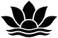 Lotus sunrise vinyl decal: black lotus flower with white outlines and wavy base.