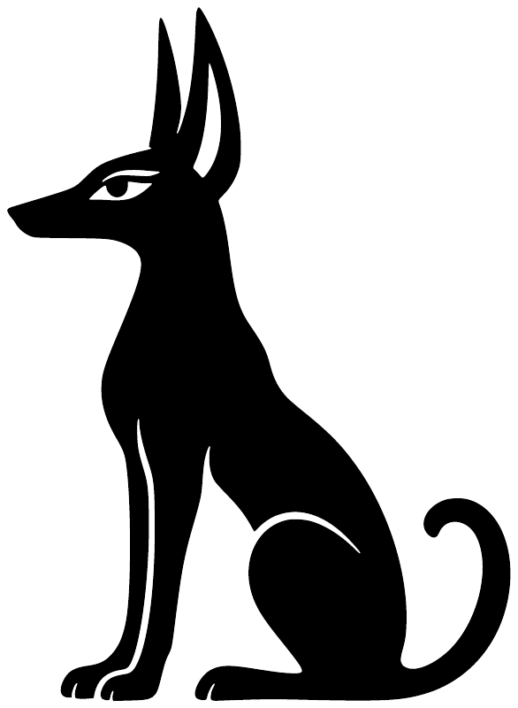Black jackal vinyl decal close-up with standing profile and curled tail