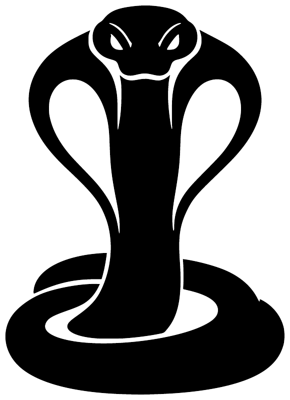 Cobra crown vinyl decal, black cobra with crown on white background