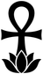 Black ankh with lotus vinyl decal, bold silhouette on white