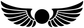 Winged sun arc vinyl decal graphic, black wings with central round sun and arc lines