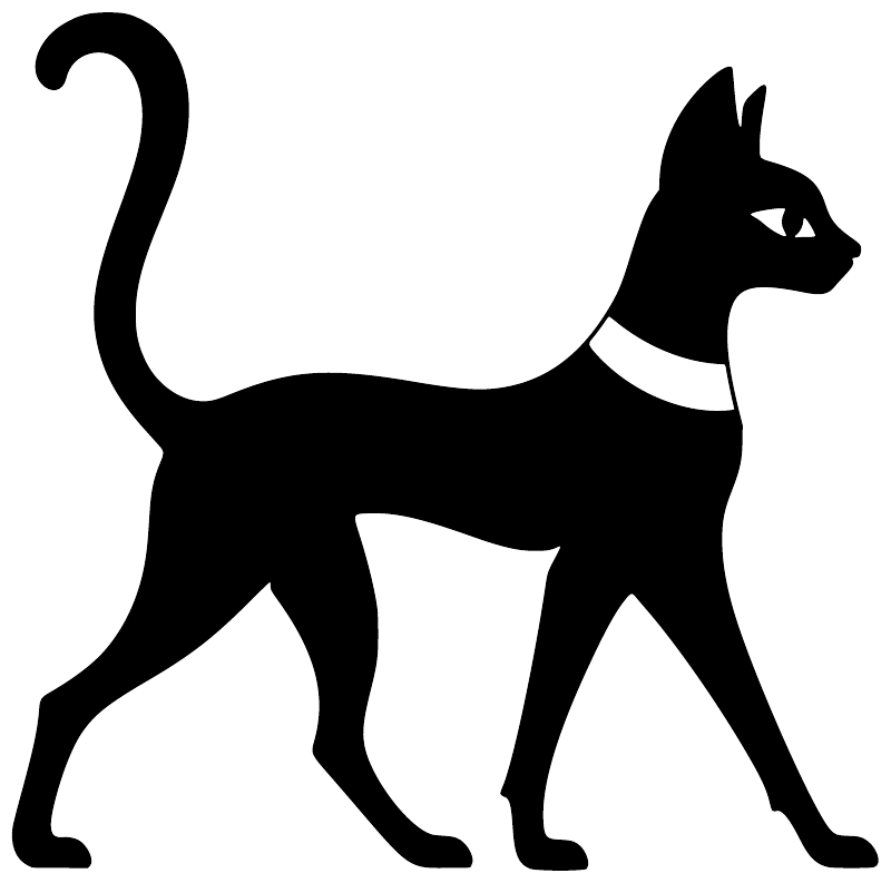 Black cat profile vinyl decal, full-body silhouette