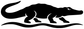 Black crocodile river vinyl decal showing body and paw prints along a water line