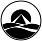 Pyramid, sun, and mountains badge vinyl decal in black circle with white logo