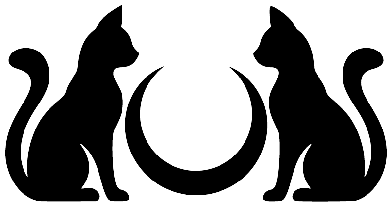 Black cat-and-crescent vinyl decal silhouette