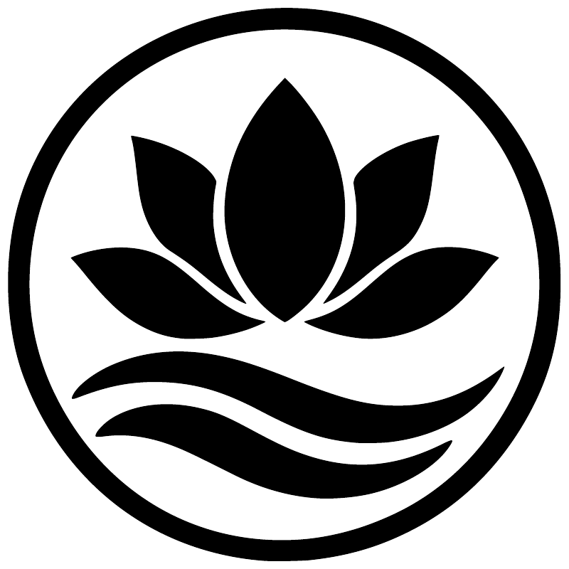 Lotus medallion vinyl decal, black lotus icon with waves inside circle