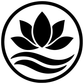 Lotus medallion vinyl decal, black lotus icon with waves inside circle