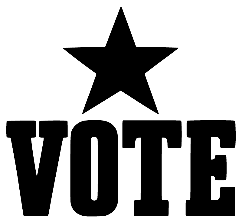 Vinyl decal graphic with black star and large 'VOTE' text