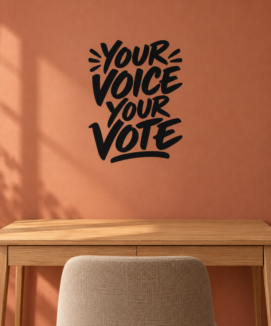 ElectionCX003 — Your Voice Your Vote; illustrative application of the exact PDF artwork
