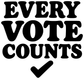 Vinyl decal lettering 'EVERY VOTE COUNTS' in black with check mark heart