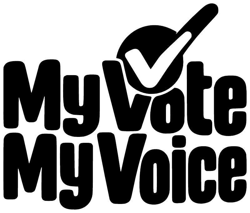 Black “My Vote My Voice” vinyl decal with a large checkmark above the wording