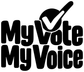 Black “My Vote My Voice” vinyl decal with a large checkmark above the wording
