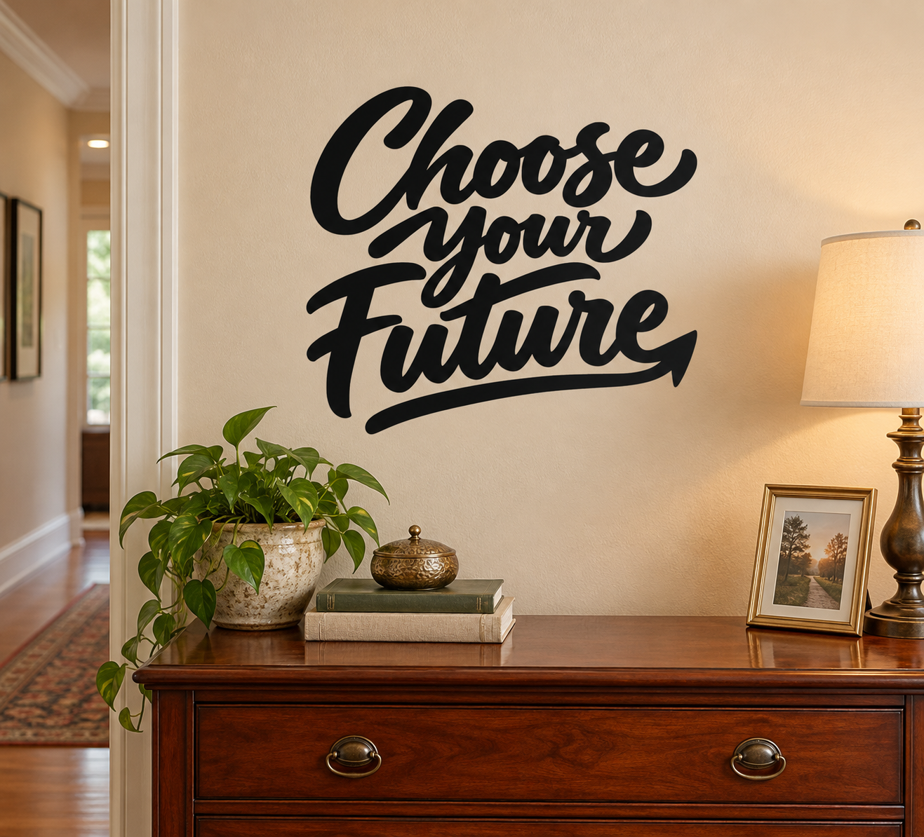 Choose Your Future vinyl wall decal with black script lettering