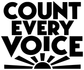 Vinyl decal text “COUNT EVERY VOICE” in bold black with sunburst rays at bottom