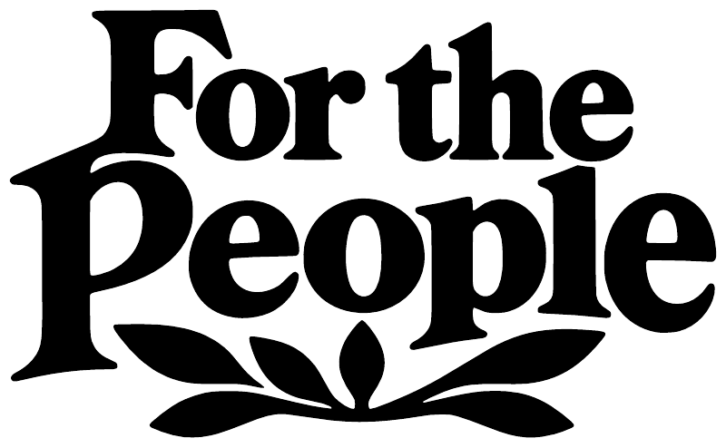 Black vinyl decal reading "For the People" with laurel leaf accents