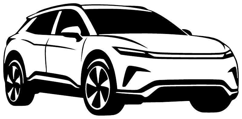 Electric vehicle crossover vinyl decal graphic, white outline EV crossover profile