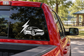 Electric vehicle lightning sedan vinyl decal on car window, black lightning and EV car icon