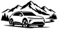Electric vehicle mountain crossover vinyl decal graphic, black on white