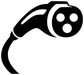 Electric vehicle charging plug vinyl decal icon, black-and-white plug outline