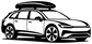Electric vehicle wagon vinyl decal artwork, white car silhouette on black