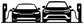 Black vinyl decal of two electric car silhouettes with side lightning and parking arrows