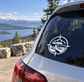 Electric vehicle compass crossover vinyl decal, black-and-white emblem on rear window