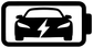 Electric vehicle battery emblem vinyl decal, white frame with black lightning car icon