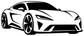 Electric sports car vinyl decal, black-and-white side profile graphic