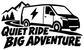 Black-and-white vinyl decal graphic of quiet ride big adventure with EV truck