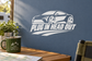 Electric vehicle plug-in head out vinyl decal with stylized car and bold text
