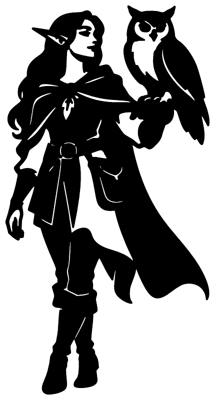 ElfCX006 — Owl Familiar ; preview rendered from the saved vector PDF