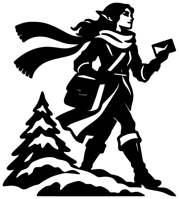 ElfCX016 — Winter Scarf Messenger ; preview rendered from the saved vector PDF
