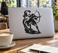 Wildwood Archer vinyl decal: black elf archer silhouette on light laptop lid