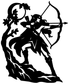 Wildwood Archer vinyl decal, black elf archer silhouette with bow and arrow