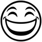 Close-up grinning face vinyl decal, bold black outline with happy eyes and smile