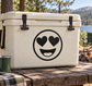 Heart-eyes face vinyl decal with smiling emoji and heart eyes in black circle