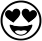 Closeup heart-eyes face vinyl decal: black heart eyes and grin in a circle
