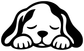 Sleepy puppy face vinyl decal, black and white dog face with closed eyes