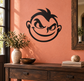 Mischievous face vinyl decal, bold black cartoon outline, single emoji-style sticker