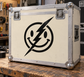 Smiley lightning bolt vinyl decal, black smiling face with lightning bolt symbol