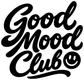 Good Mood Club vinyl decal in bold black cursive with smiley emoji