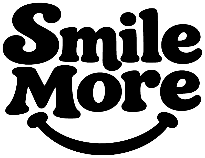 Smile More vinyl decal close-up, bold black lettering and smiling arc