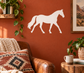 White horse silhouette vinyl decal for equestrian wall decor