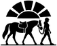 Equestrian silhouettes vinyl wall decal, black horse and rider scene
