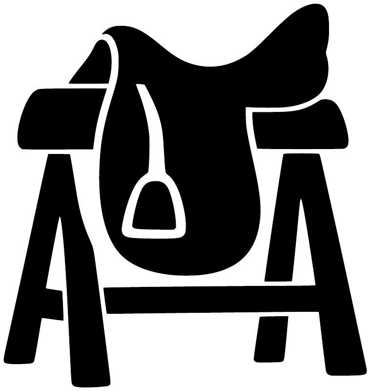 Black and white horse saddle rest vinyl decal, isolated